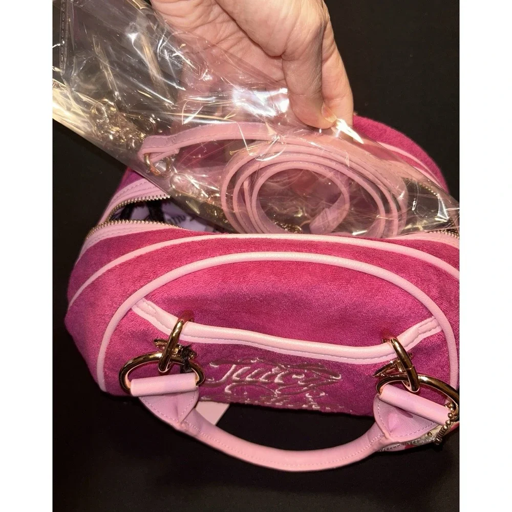 Juicy Couture Hot Pink Satchel Purse Gold Chain Crossbody Ice Cream Charm NWT!